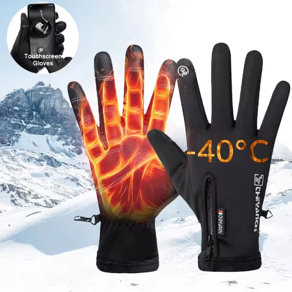 Winter Waterproof Thermal Touchscreen Gloves – Windproof and warm, ideal for cold-weather running, sports, hiking, and skiing.