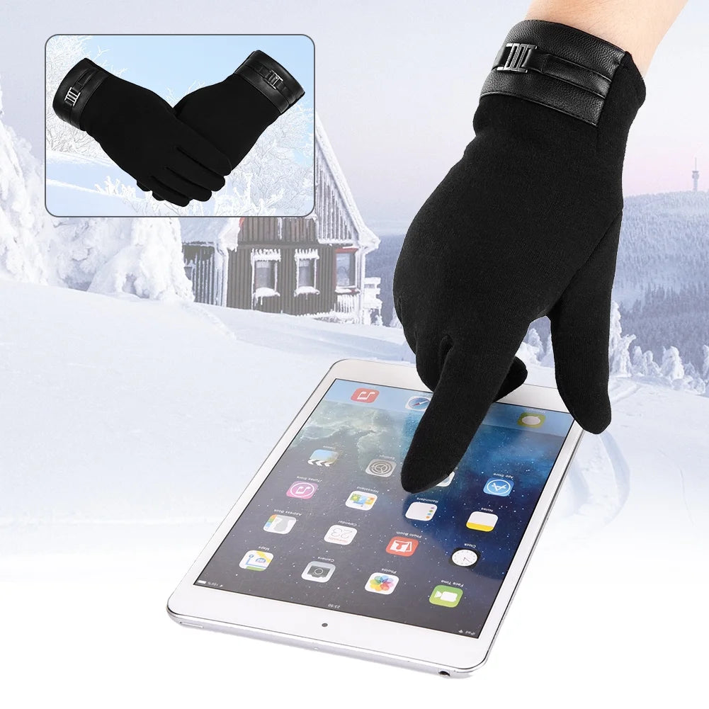 Men Winter Gloves Warm That Work On Touch Screen, Black